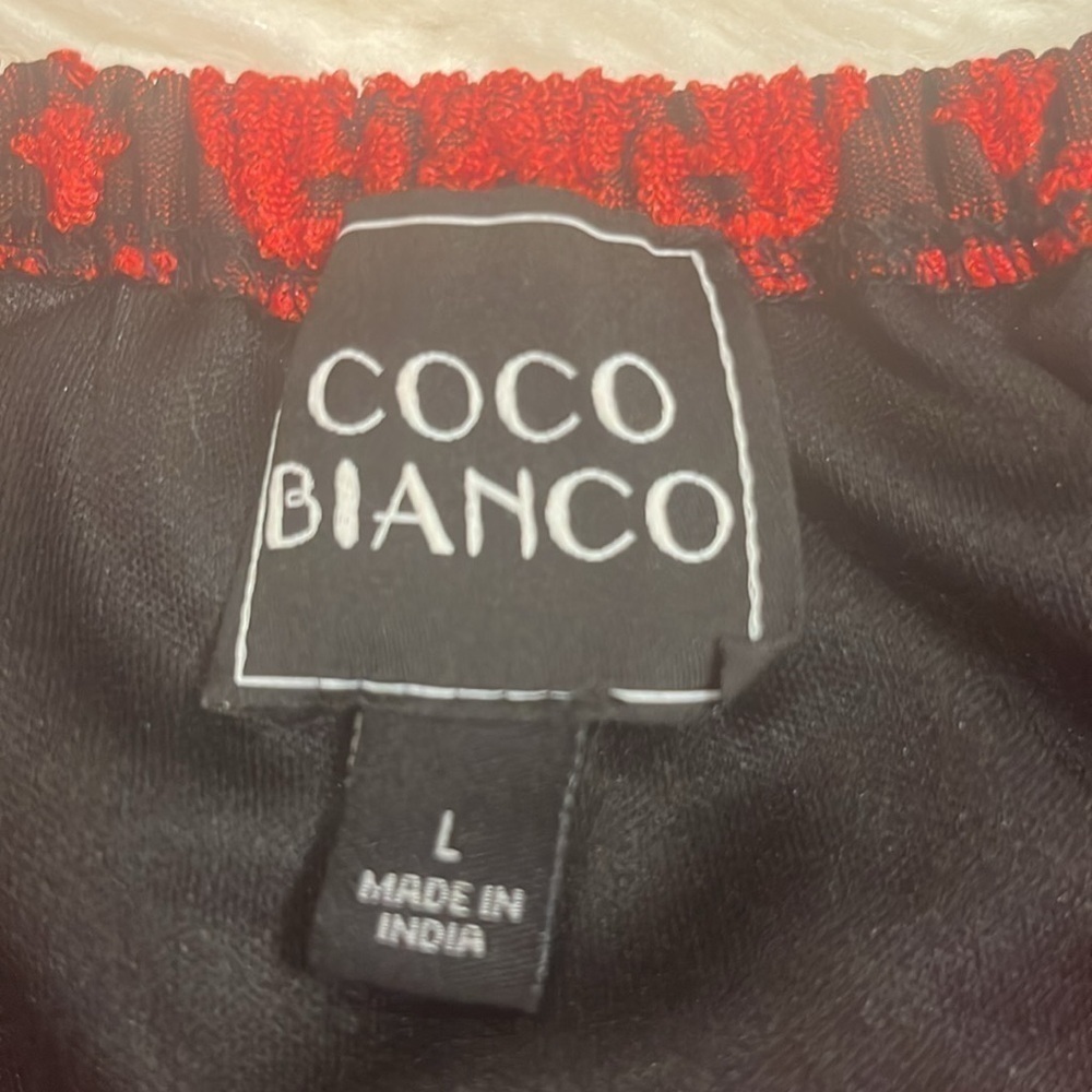 Coco Bianco on or off shoulder puff sleeve top textured jacquard L - Picture 5 of 11